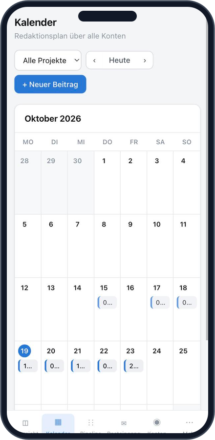 Everypost Kalender mit geplanten Beiträgen